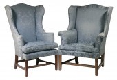TWO SIMILAR PERIOD BLUE UPHOLS