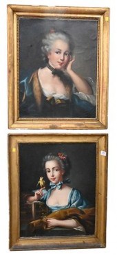 TWO SIMILAR PORTRAIT PAINTINGS