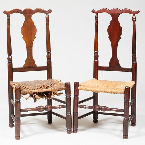 TWO SIMILAR QUEEN ANNE OAK AND