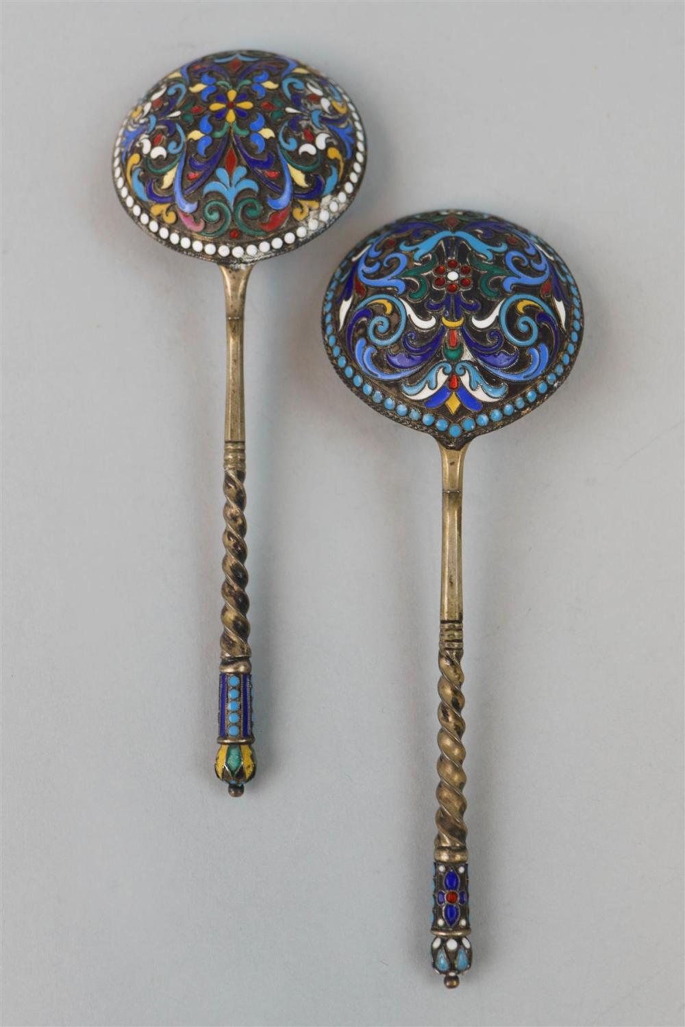TWO SIMILAR RUSSIAN GILT-SILVER AND