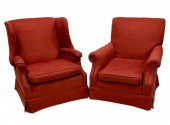 TWO SIMILAR UPHOLSTERED ARMCHA