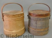 Two similar wood firkins 19th