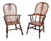TWO SIMILAR YEW WOOD CHAIRS EN