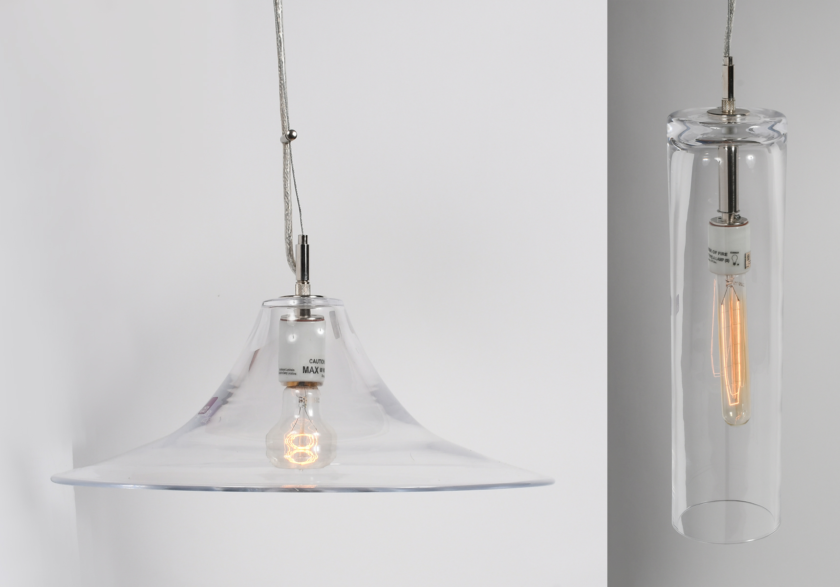 TWO SIMON PEARCE LIGHT FIXTURES: