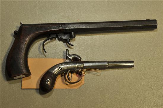 TWO SINGLE SHOT PERCUSSION PISTOLS.