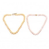 TWO SINGLE STRAND PEARL NECKLA