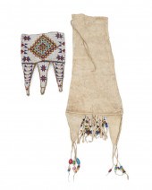 TWO SIOUX BEADED HIDE BAGSTwo
