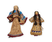 TWO SIOUX BEADED HIDE DOLLS<br