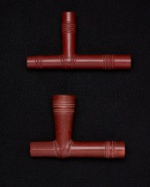 TWO SIOUX CATLINITE CARVED PIP
