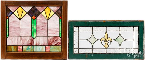 TWO SLAG GLASS WINDOWS, CA. 1900Two