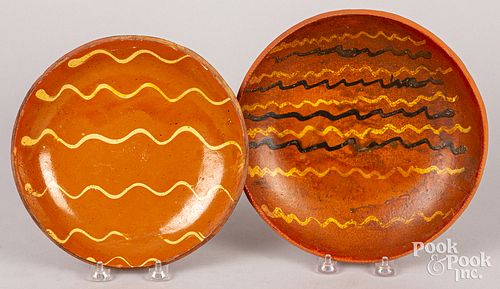 TWO SLIP DECORATED REDWARE