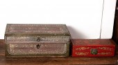 TWO SMALL ASIAN PIG SKIN BOXES