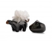 TWO SMALL BLACKWARE POTTERY IT