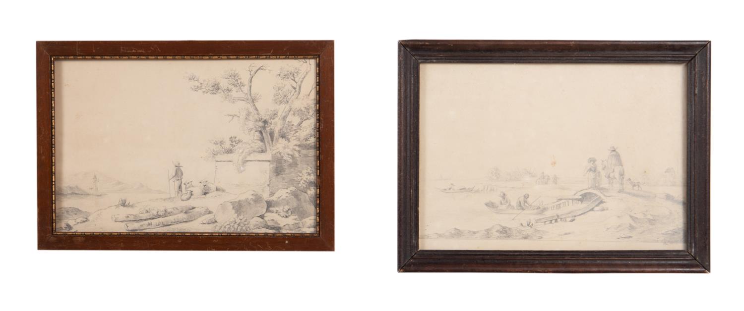 TWO SMALL DUTCH DRAWINGS, 19TH.