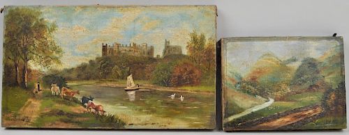 TWO SMALL ENGLISH O/C SIGNED THOMAS
