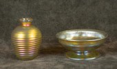 TWO SMALL GOLD IRIDESCENT ART