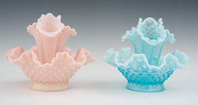 Two Small Hobnail Glass Epergnes