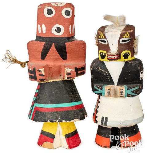 TWO SMALL HOPI INDIAN CARVED AND