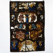 TWO SMALL LEADED STAINED GLASS