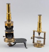 TWO SMALL MICROSCOPES LATE 19T