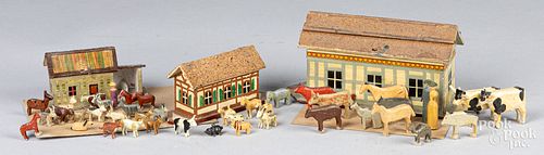 TWO SMALL PAINTED NOAH'S ARKS,