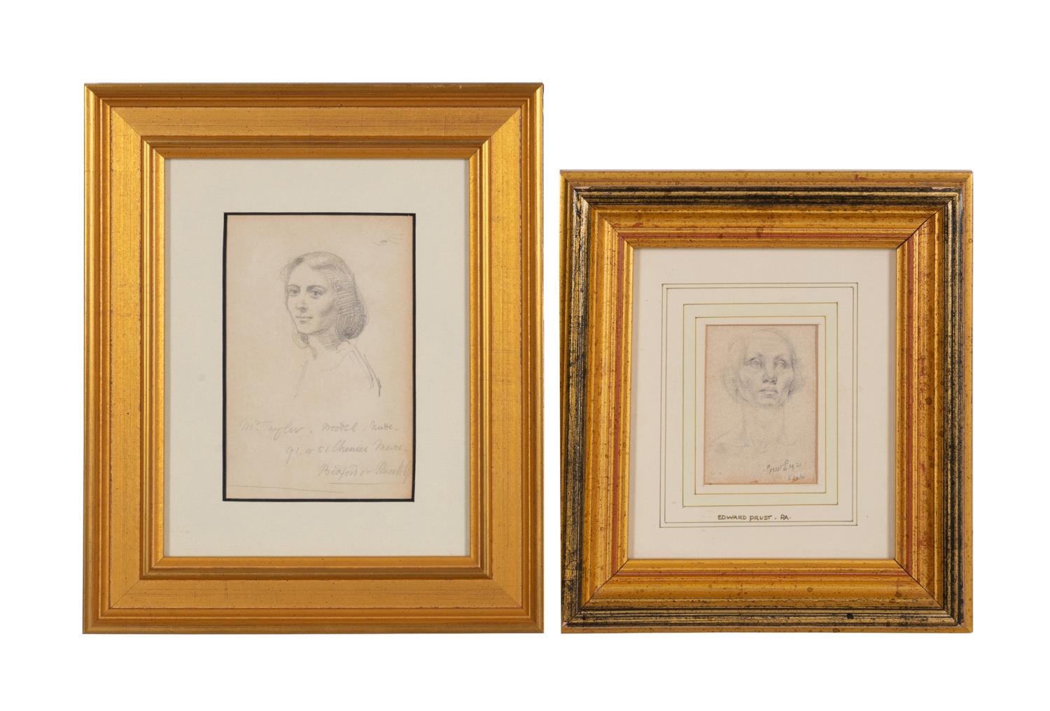 TWO SMALL PENCIL SKETCH PORTRAITS