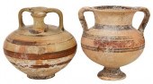 TWO SMALL POLYCHROME GRECO ROM