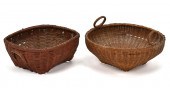 TWO SMALL SPLINT BASKETS WITH