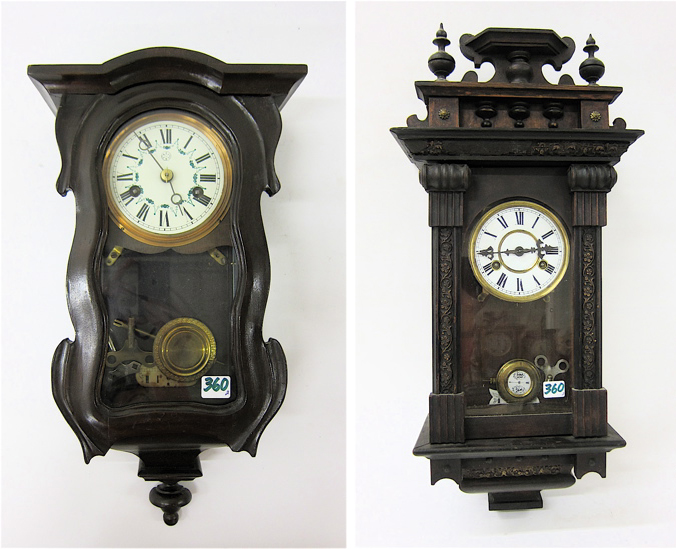 TWO SMALL WALL CLOCKS: A)