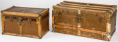 TWO SMALL WOOD TRAVEL TRUNKS,