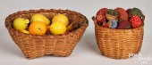 TWO SMALL WOVEN BASKETS, ETC.T