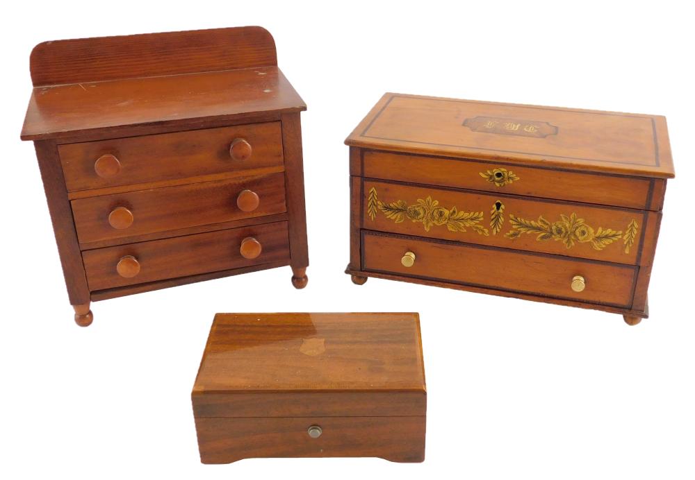 TWO SMALL/MINIATURE CHESTS AND A