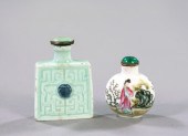 Two Snuff Bottles,  one a Kuan