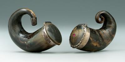 Two snuff mulls: curved horns