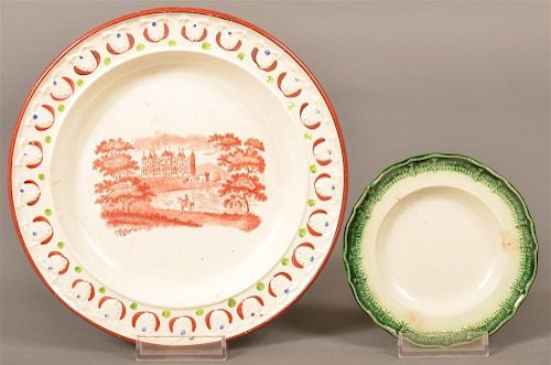 TWO SOFT PASTE CHINA PLATES.Two