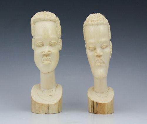 TWO SOUTH AFRICAN CARVED IVORY