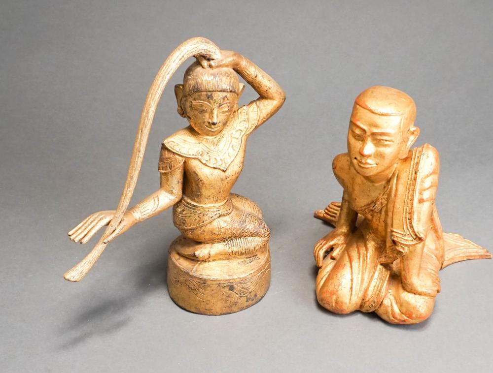 TWO SOUTHEAST ASIAN CARVED GILTWOOD