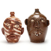 TWO SOUTHERN FACE JUGS, G.F. C