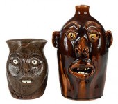 TWO SOUTHERN POTTERY FACE JUGS