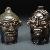 Two Southern Stoneware Face Ju