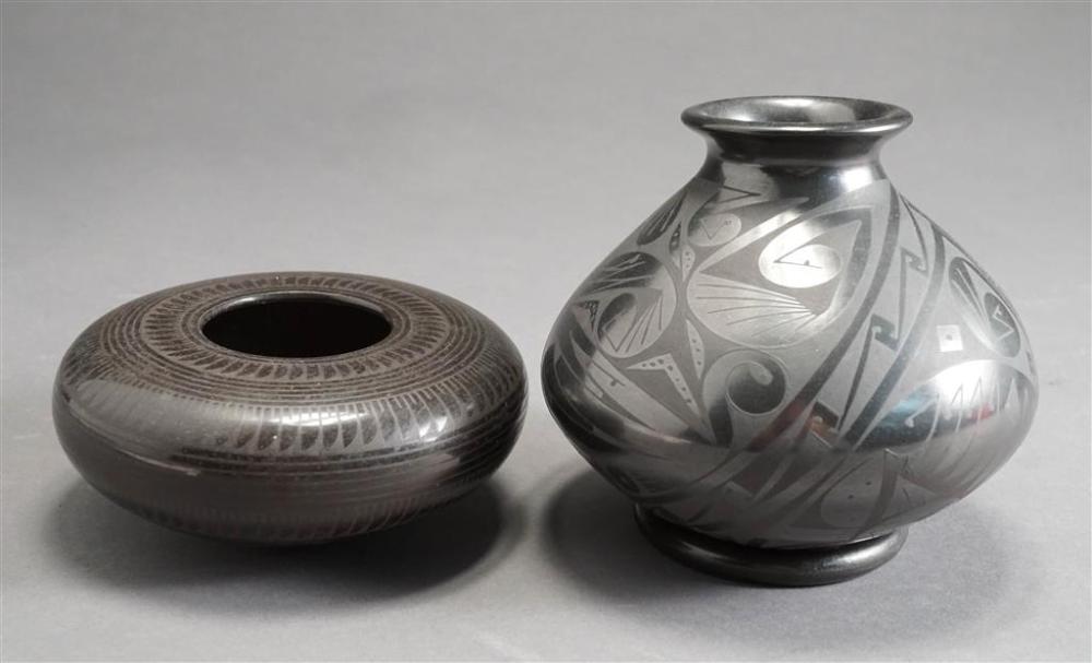 TWO SOUTHWEST BLACKWARE VASESTwo