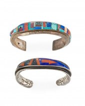 TWO SOUTHWEST INLAID CUFF BRAC