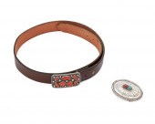TWO SOUTHWEST STONE-SET BUCKLE
