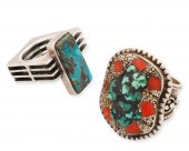 TWO SOUTHWEST-STYLE STONE SET