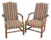 TWO SOUTHWOOD OPEN ARMCHAIRS,