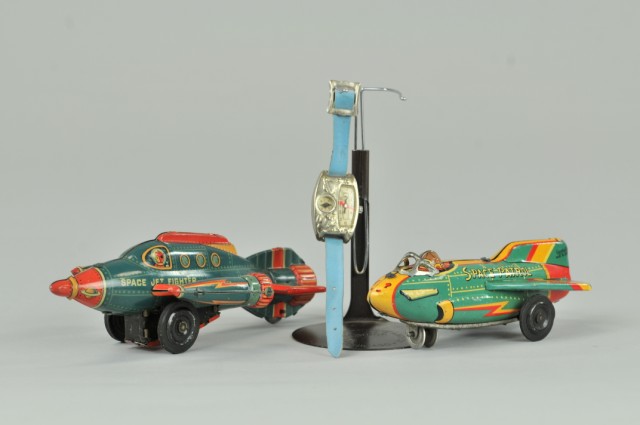 TWO SPACE PLANES AND TOY WATCH