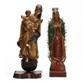 TWO SPANISH CARVED BULTOS OF T