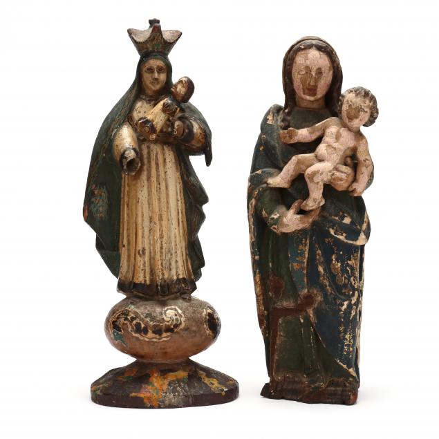 TWO SPANISH COLONIAL POLYCHROME