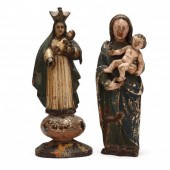 TWO SPANISH COLONIAL POLYCHROM