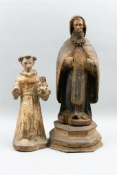 TWO SPANISH COLONIAL POLYCHROM